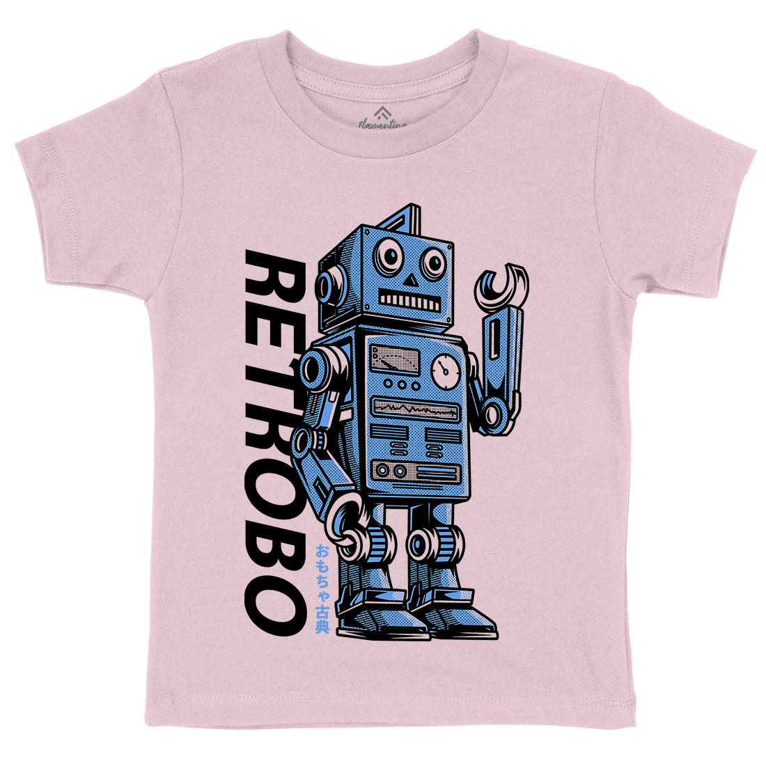 Retro Robot Kids Crew Neck T-Shirt Space D696