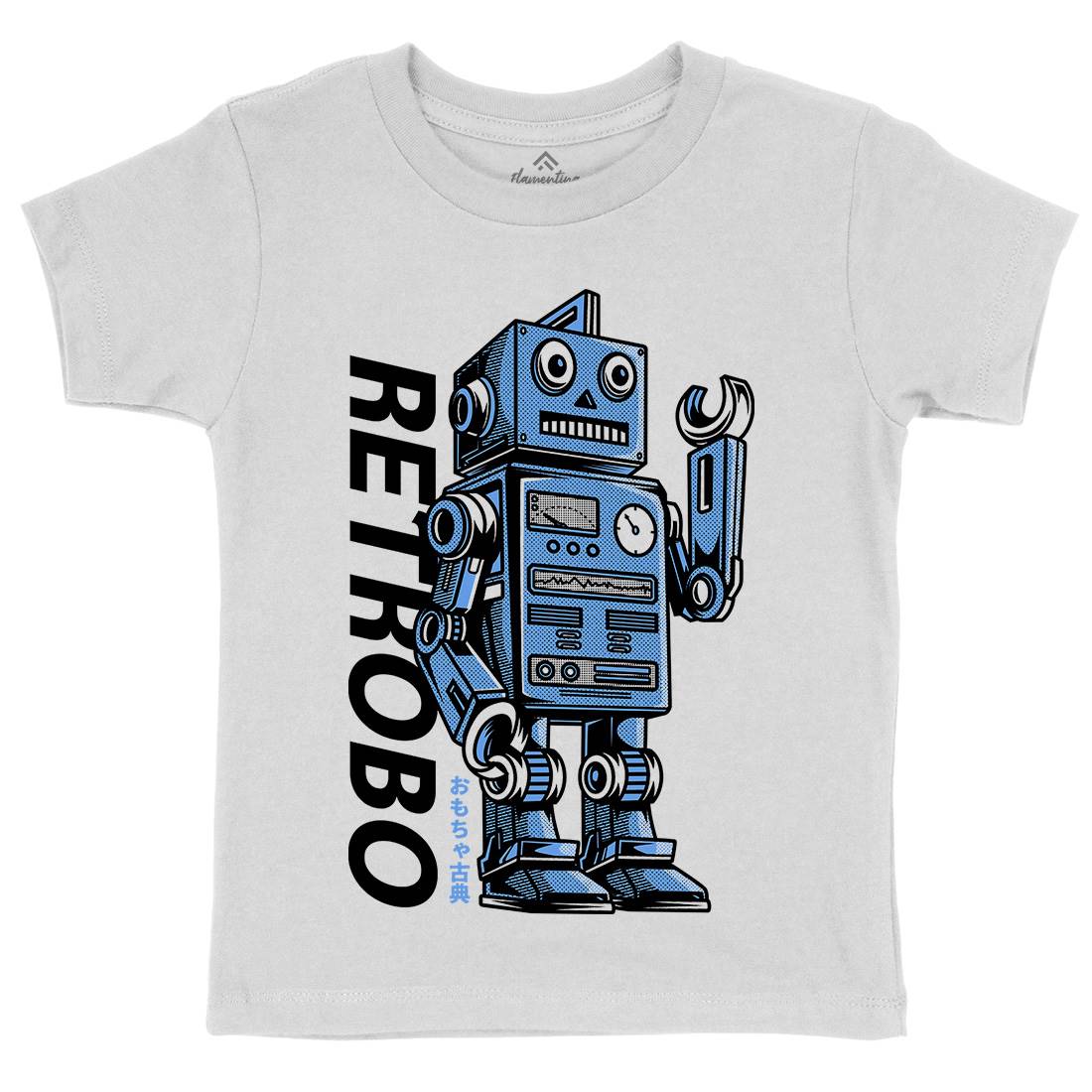 Retro Robot Kids Crew Neck T-Shirt Space D696