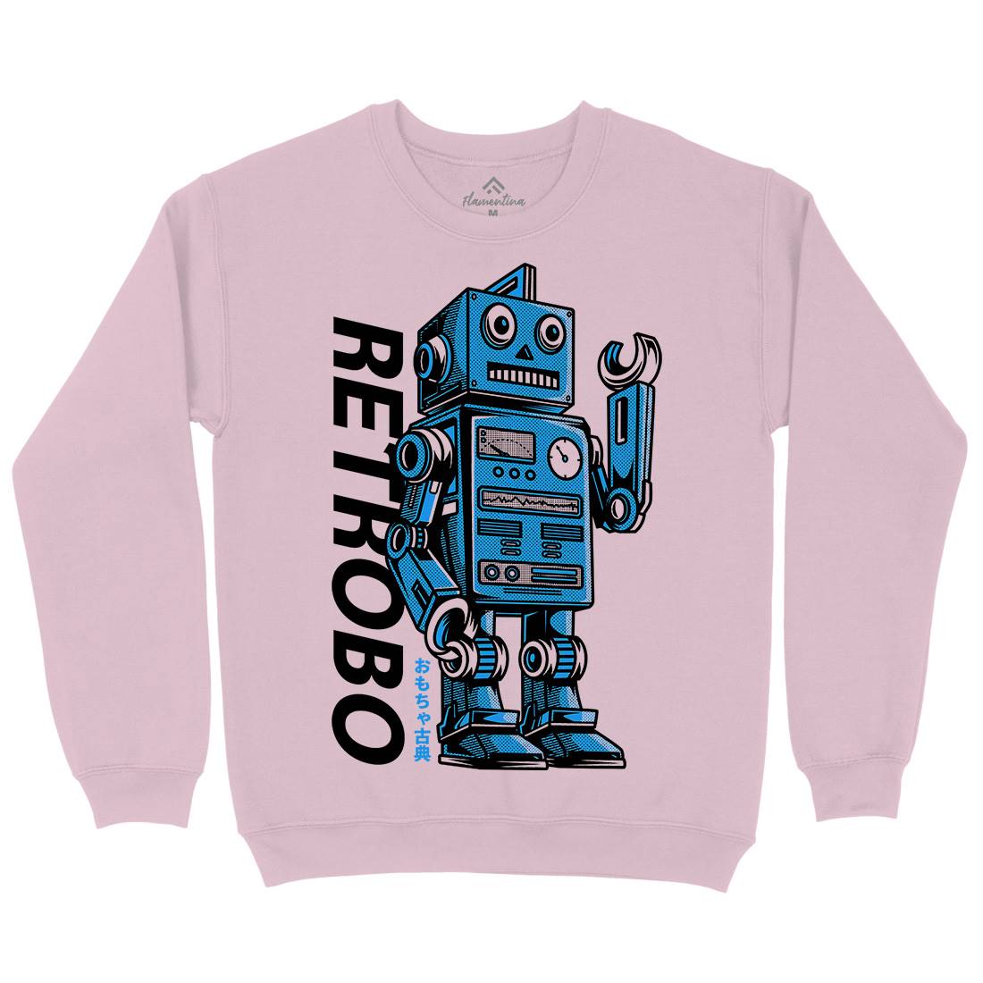 Retro Robot Kids Crew Neck Sweatshirt Space D696