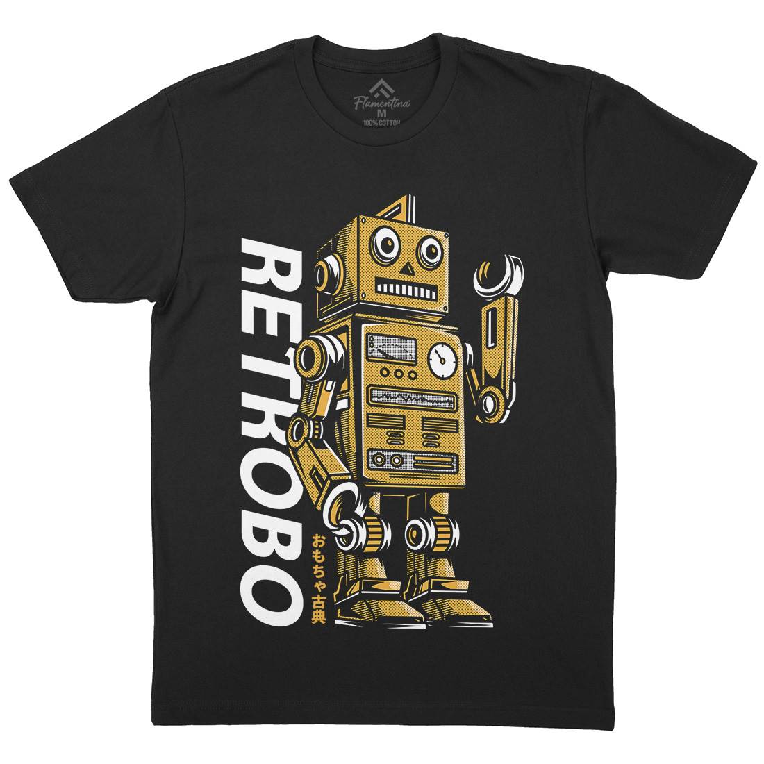 Retro Robot Mens Crew Neck T-Shirt Space D696