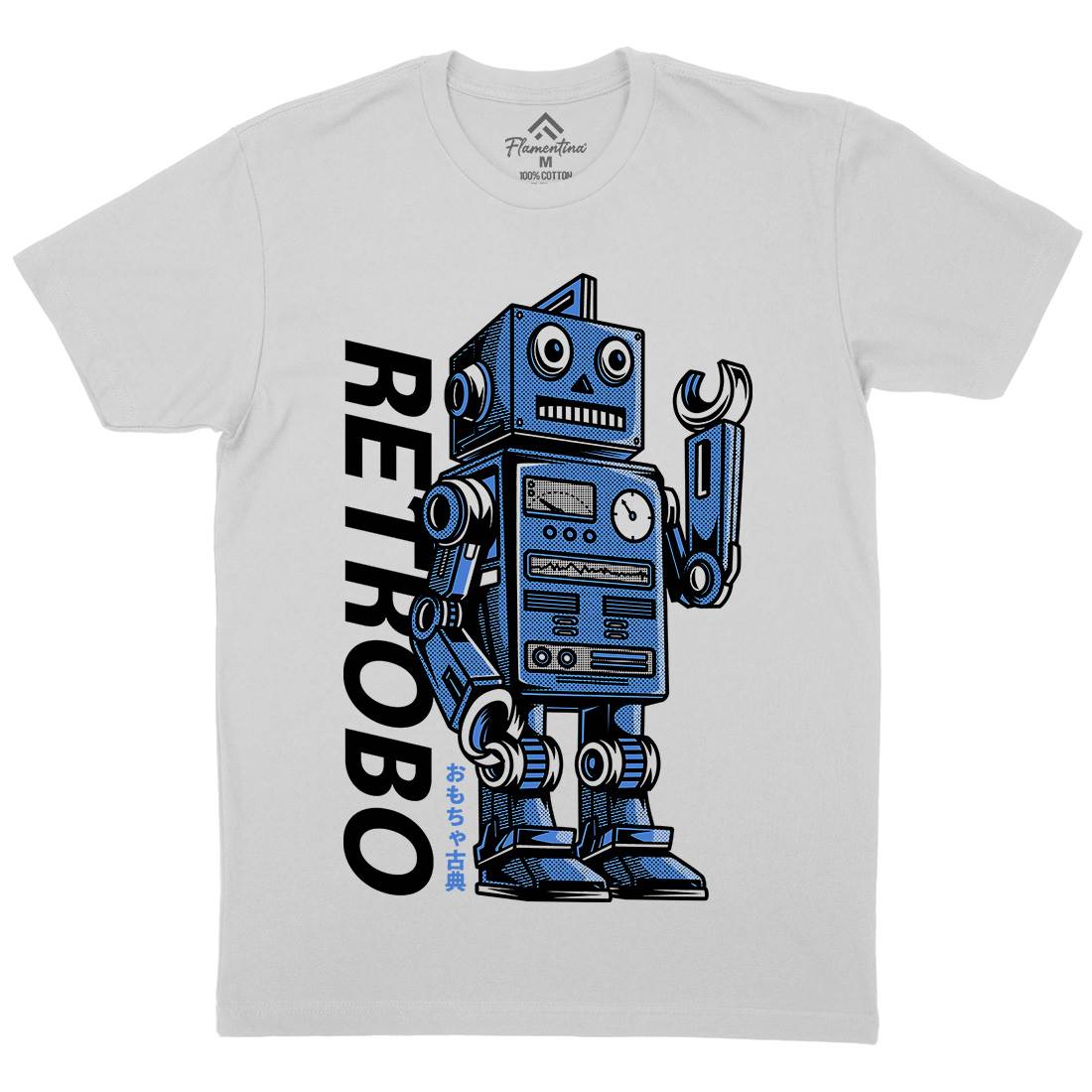 Retro Robot Mens Crew Neck T-Shirt Space D696