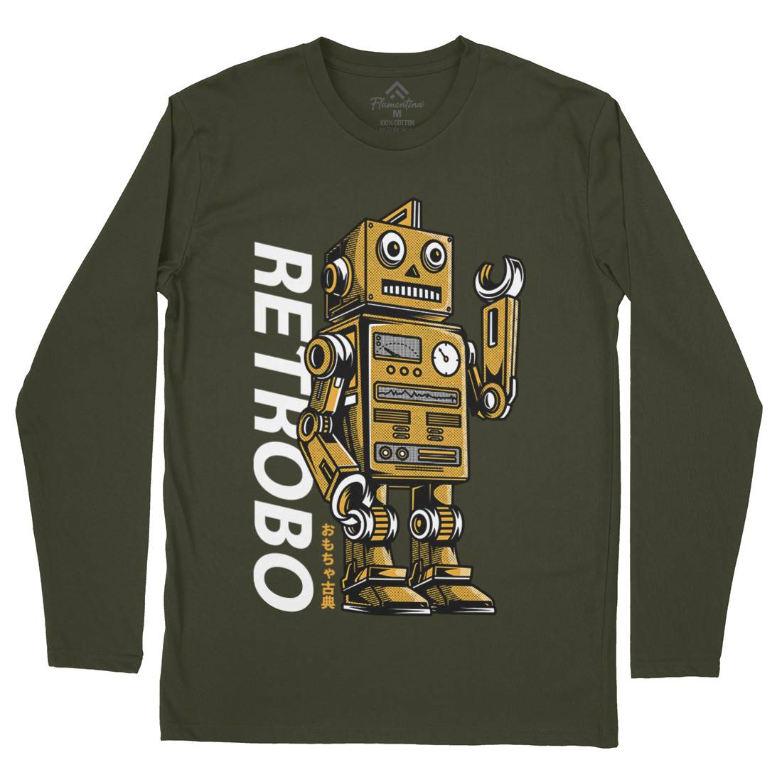 Retro Robot Mens Long Sleeve T-Shirt Space D696