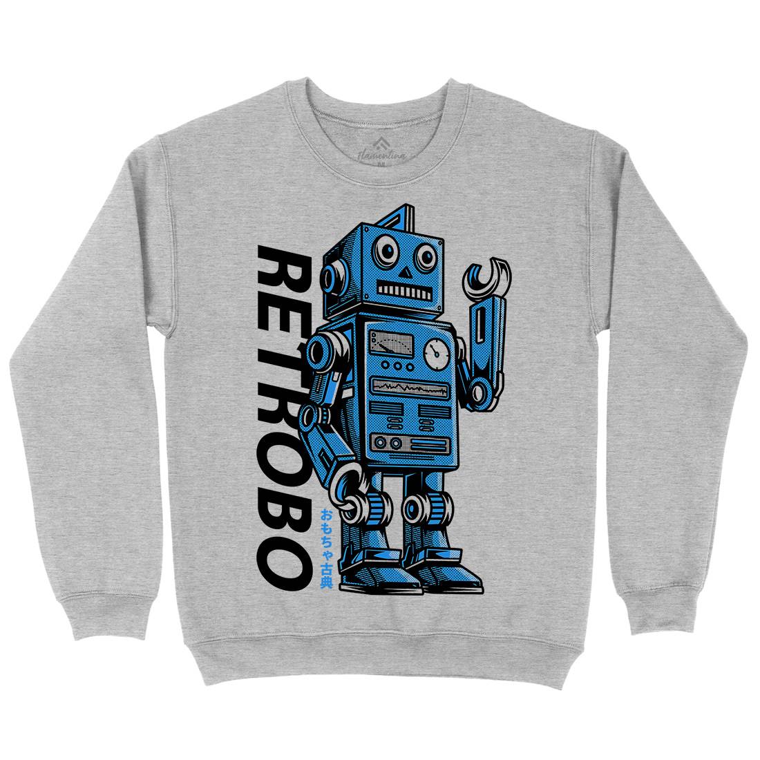 Retro Robot Kids Crew Neck Sweatshirt Space D696