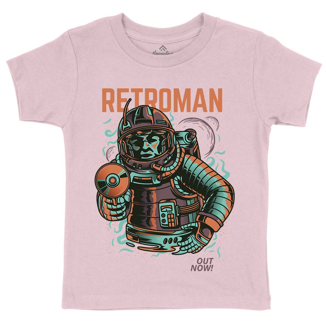 Retroman Kids Crew Neck T-Shirt Space D697