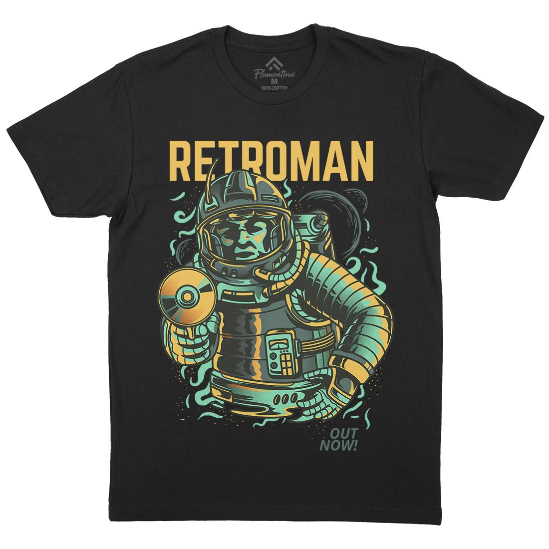 Retroman Mens Organic Crew Neck T-Shirt Space D697