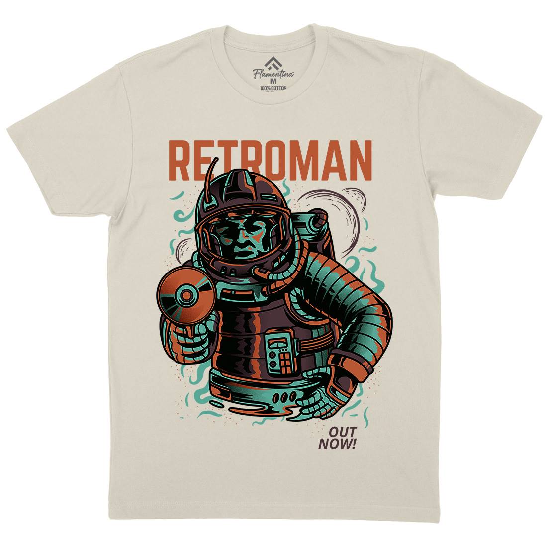 Retroman Mens Organic Crew Neck T-Shirt Space D697