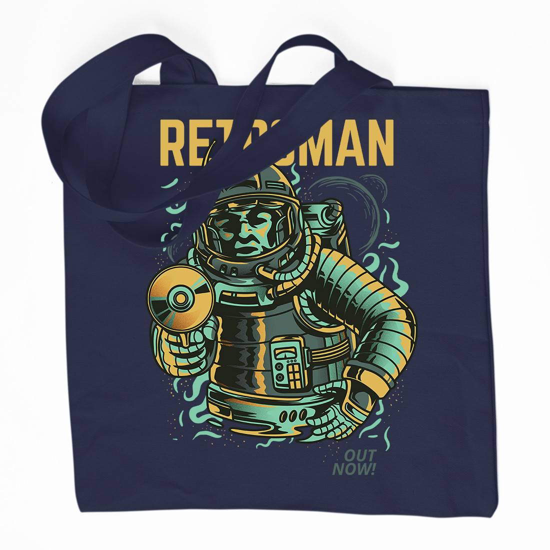 Retroman Organic Premium Cotton Tote Bag Space D697