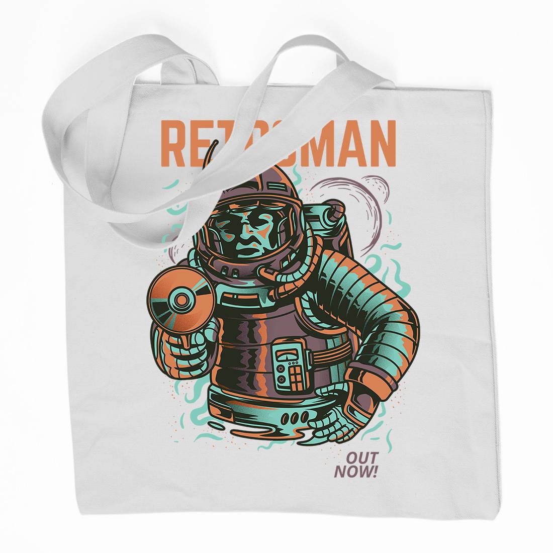 Retroman Organic Premium Cotton Tote Bag Space D697