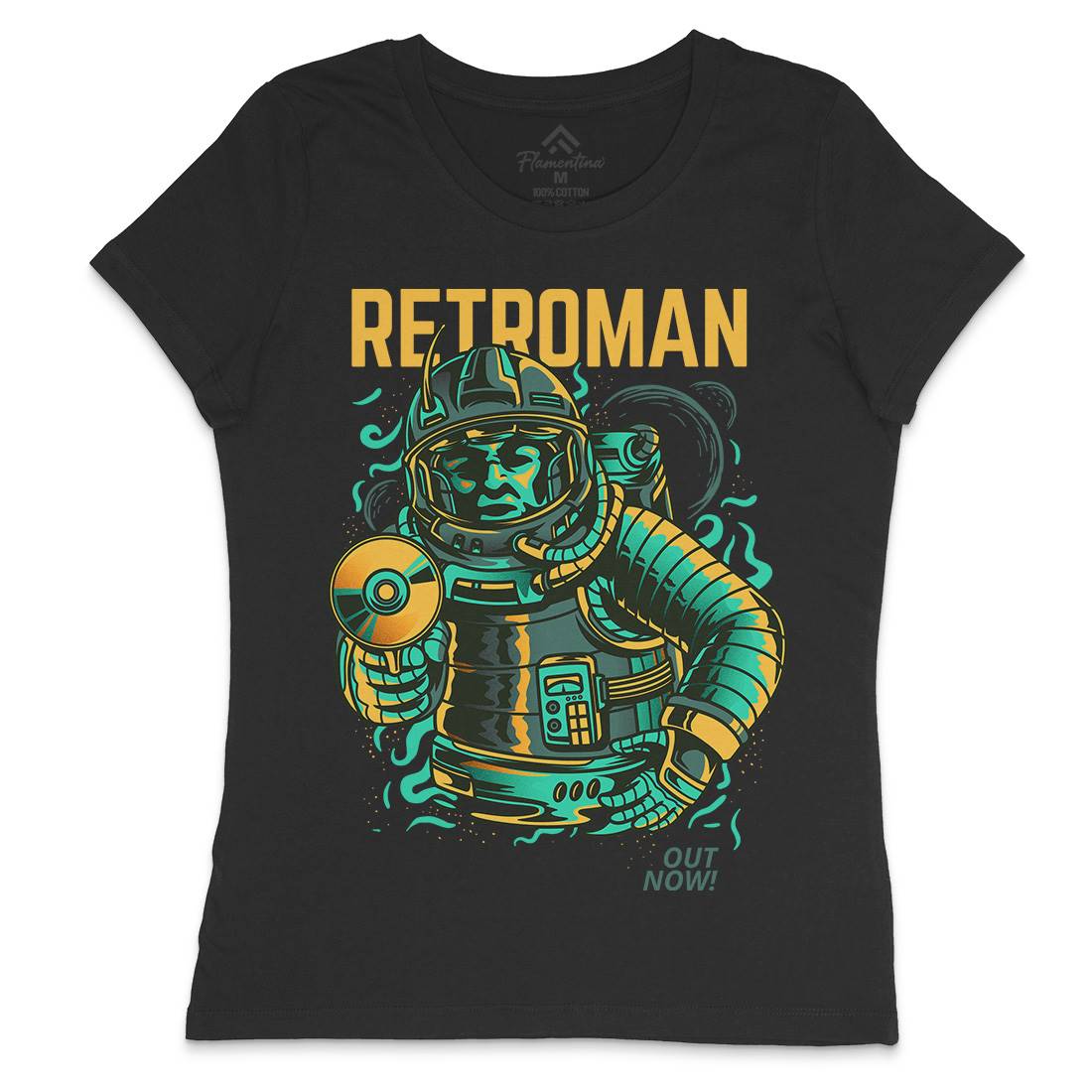 Retroman Womens Crew Neck T-Shirt Space D697