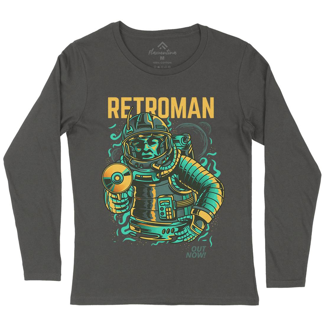 Retroman Womens Long Sleeve T-Shirt Space D697