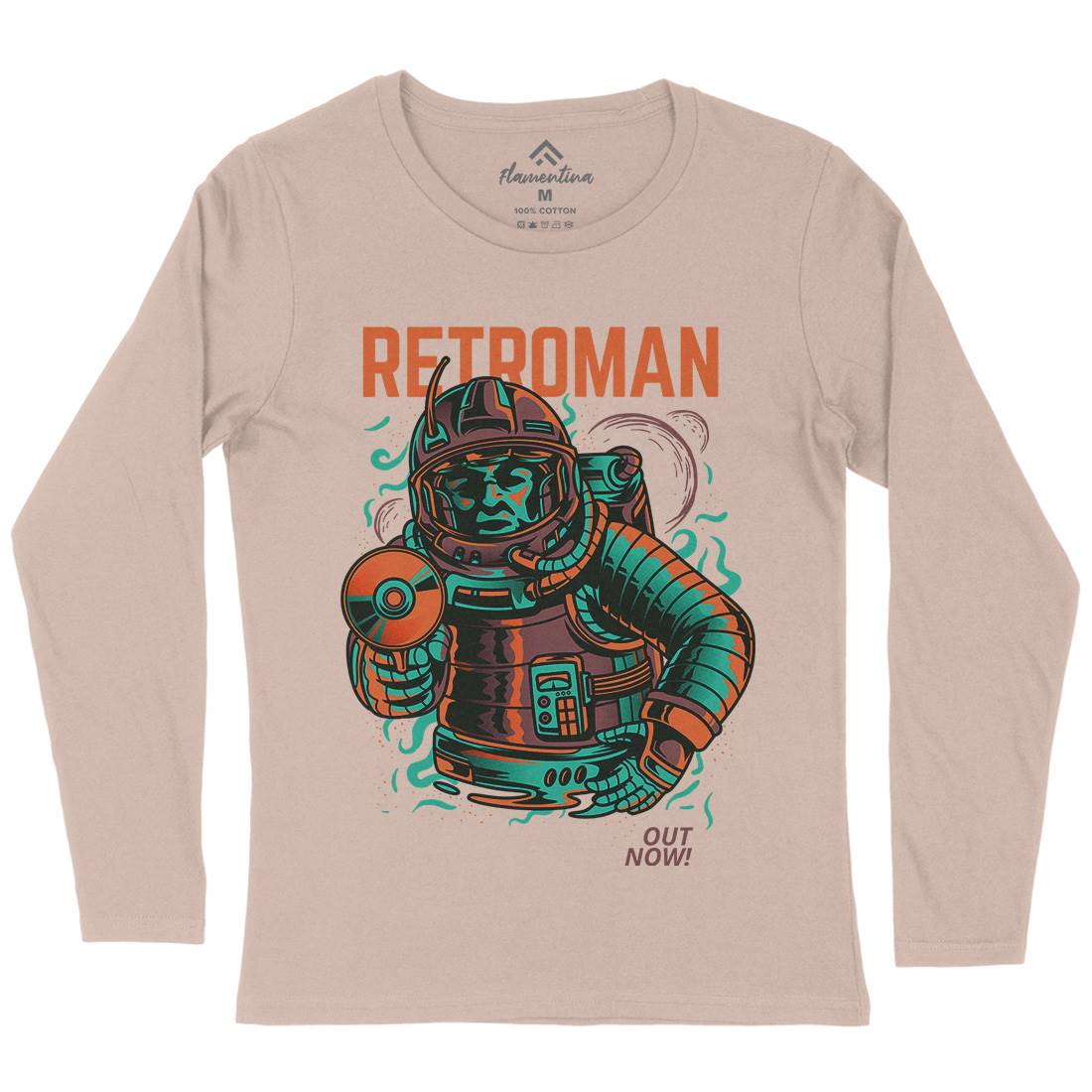 Retroman Womens Long Sleeve T-Shirt Space D697