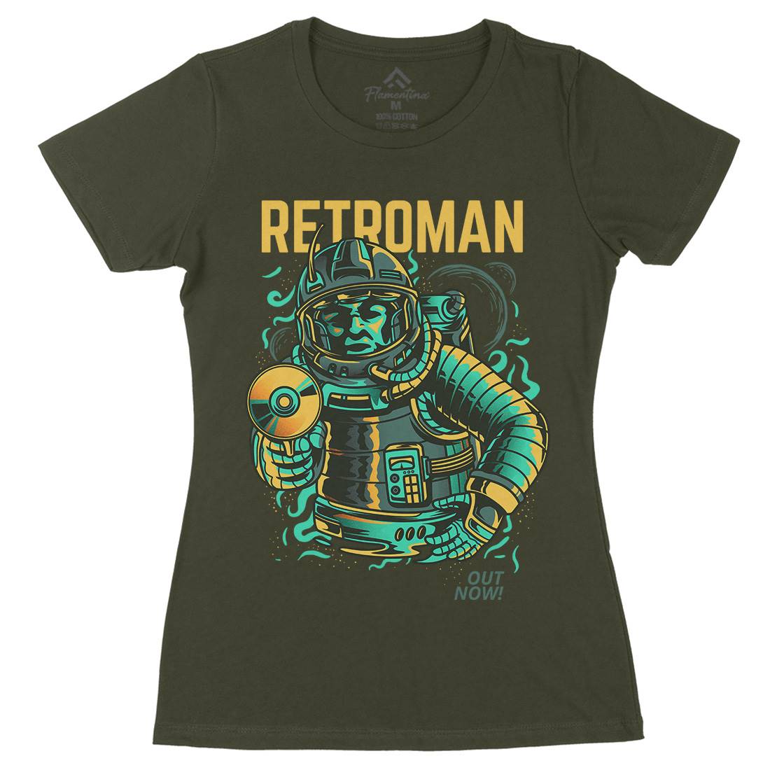 Retroman Womens Organic Crew Neck T-Shirt Space D697