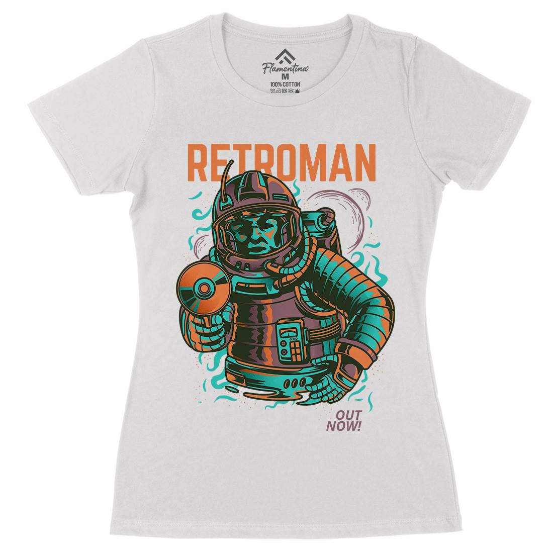 Retroman Womens Organic Crew Neck T-Shirt Space D697