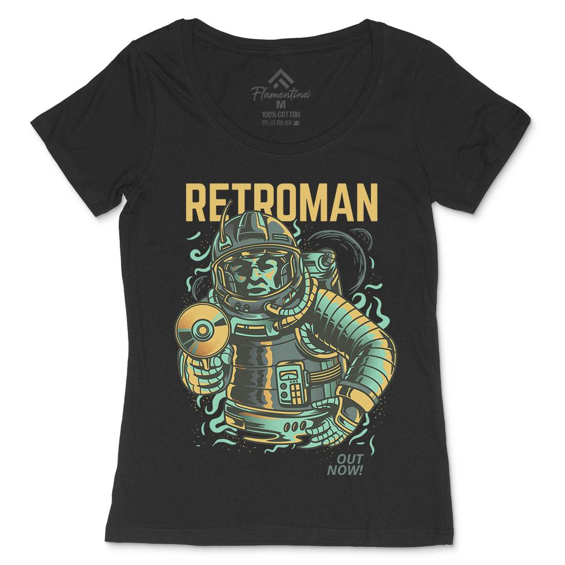 Retroman Womens Scoop Neck T-Shirt Space D697