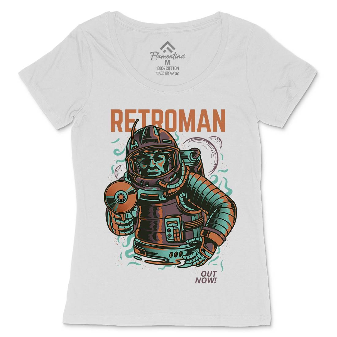 Retroman Womens Scoop Neck T-Shirt Space D697