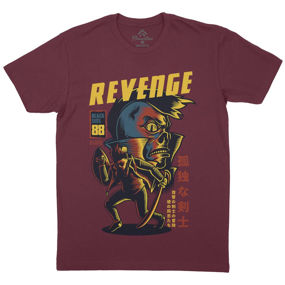 Revenge Mens Organic Crew Neck T-Shirt Warriors D698