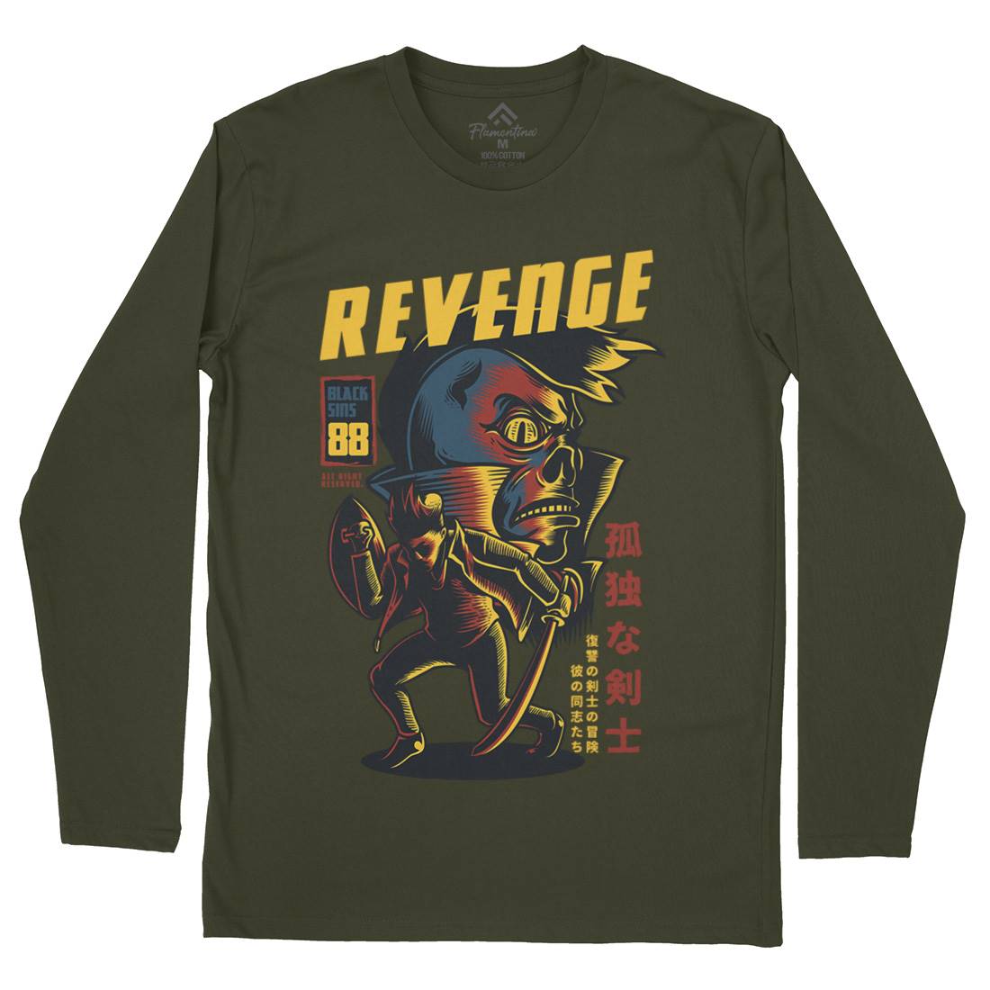 Revenge Mens Long Sleeve T-Shirt Warriors D698
