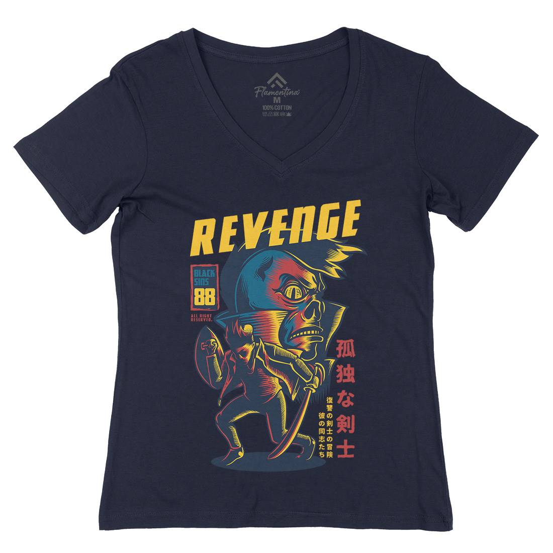 Revenge Womens Organic V-Neck T-Shirt Warriors D698