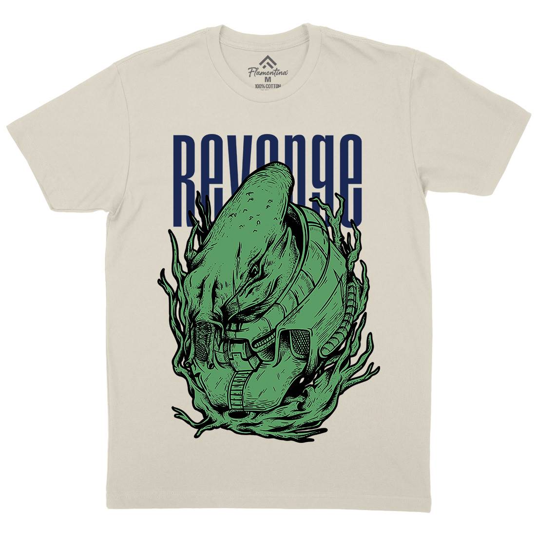 Revenge Alien Mens Organic Crew Neck T-Shirt Horror D699