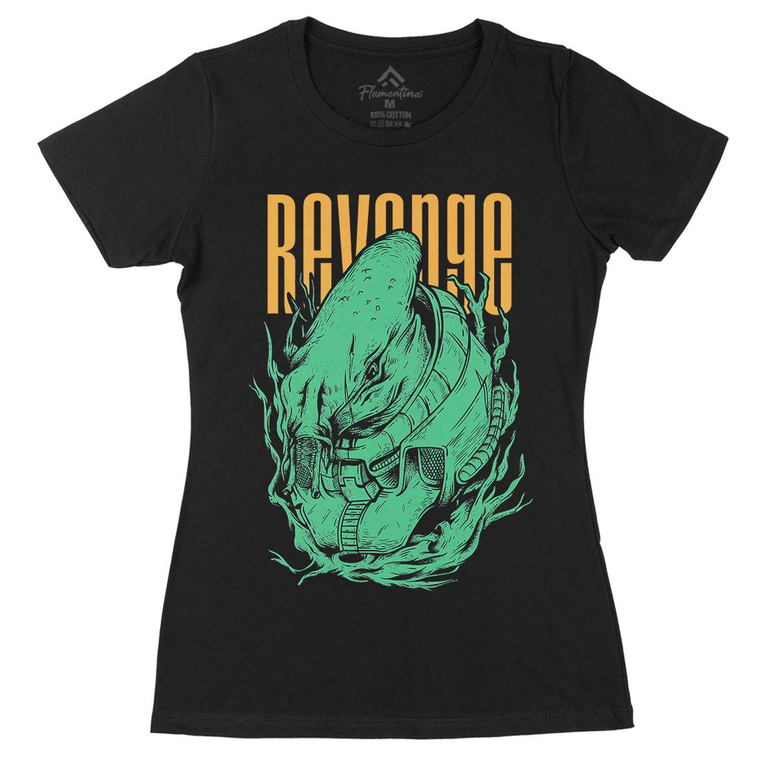 Revenge Alien Womens Organic Crew Neck T-Shirt Horror D699