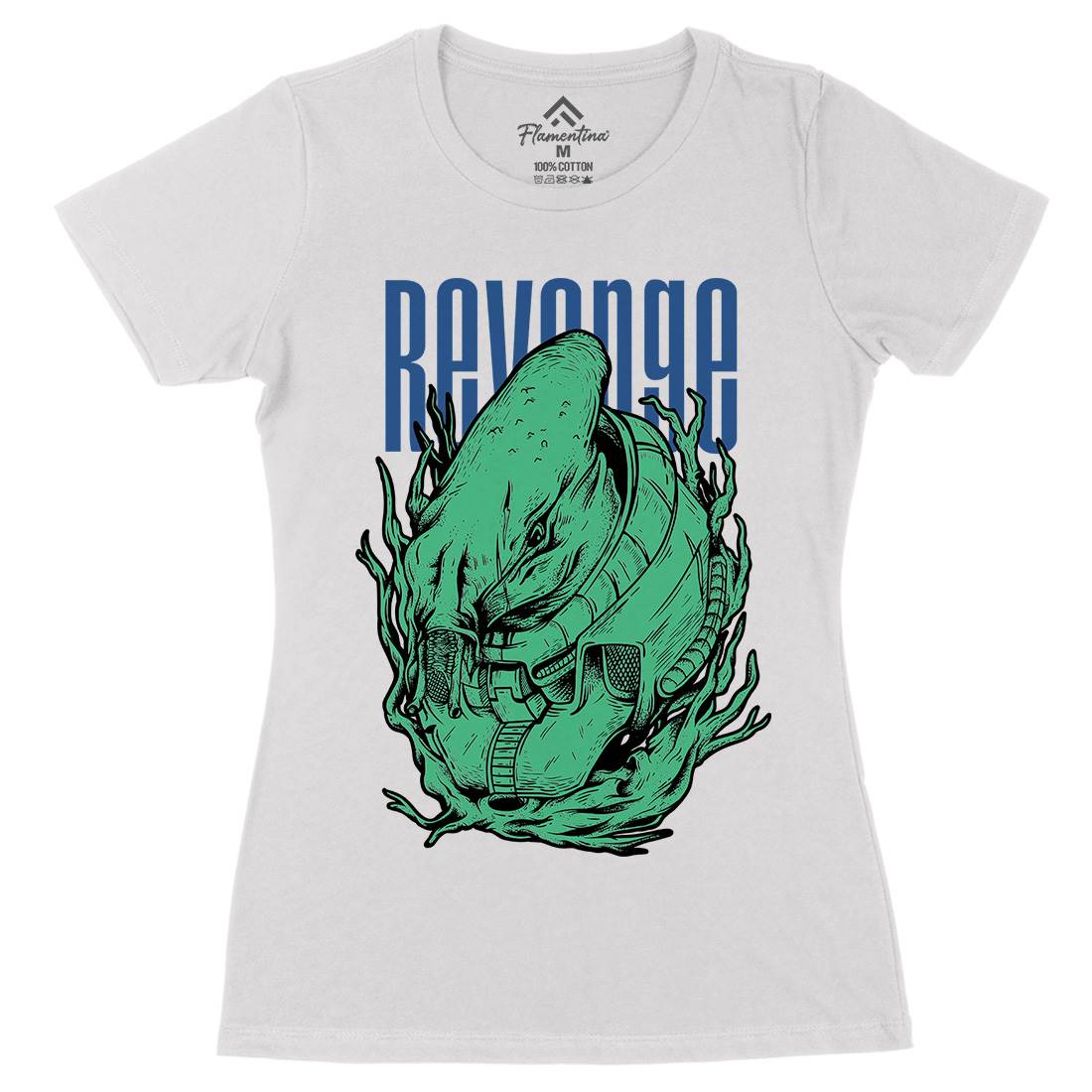 Revenge Alien Womens Organic Crew Neck T-Shirt Horror D699