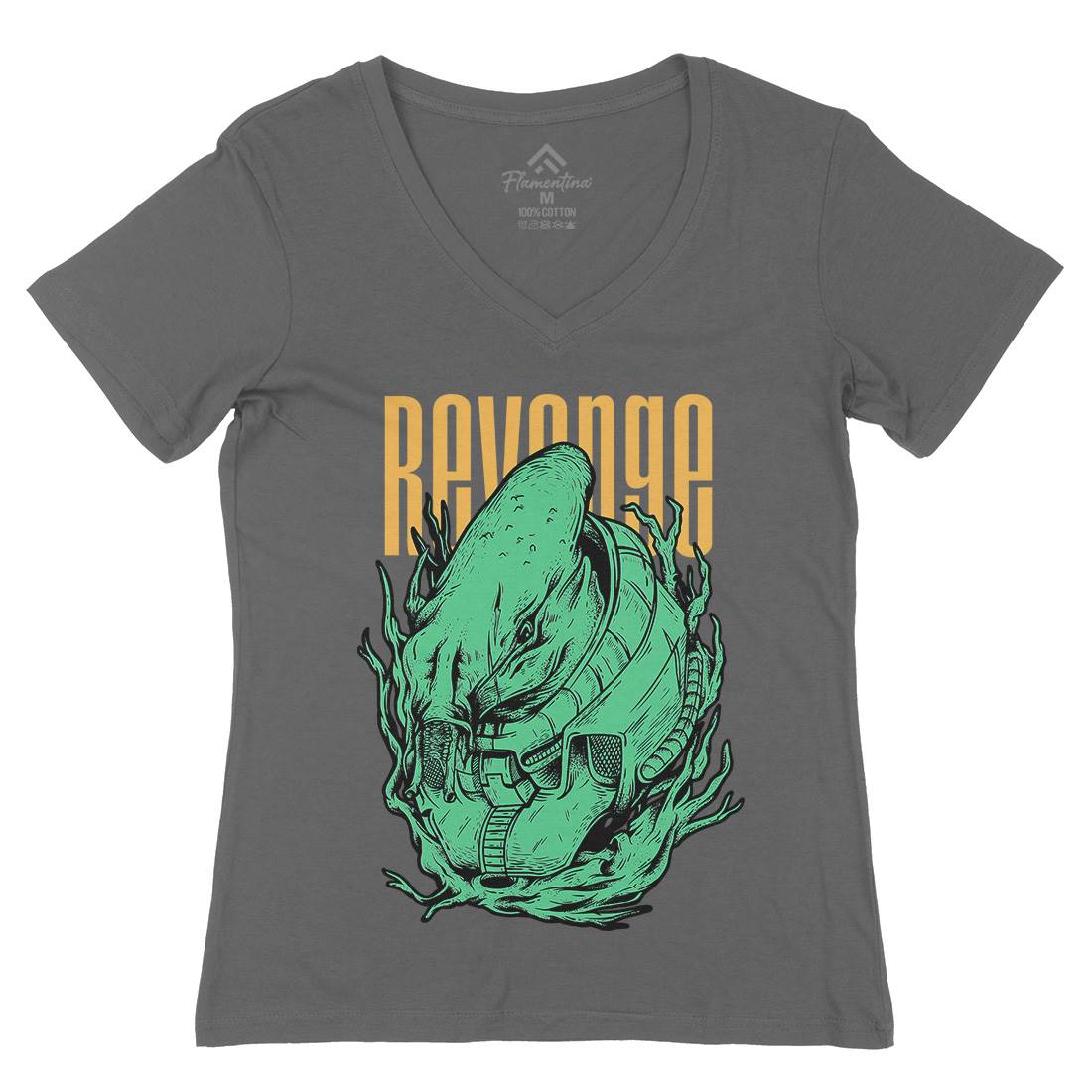 Revenge Alien Womens Organic V-Neck T-Shirt Horror D699