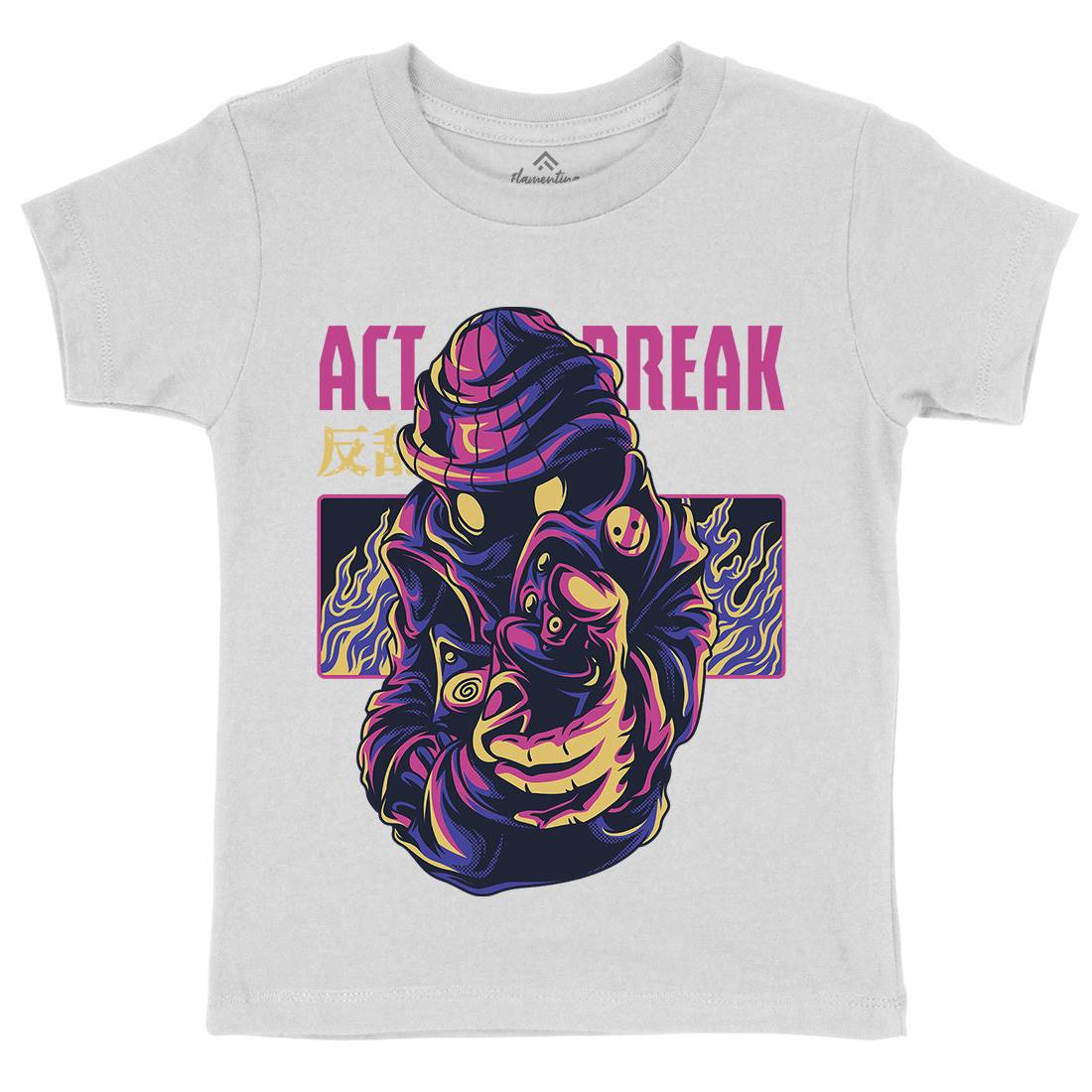 Act Break Kids Crew Neck T-Shirt Graffiti D700