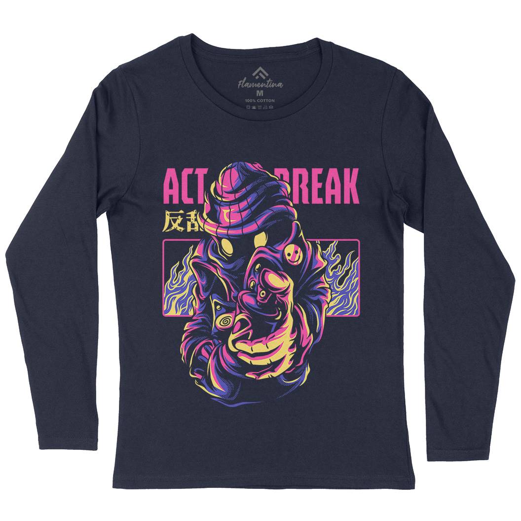 Act Break Womens Long Sleeve T-Shirt Graffiti D700
