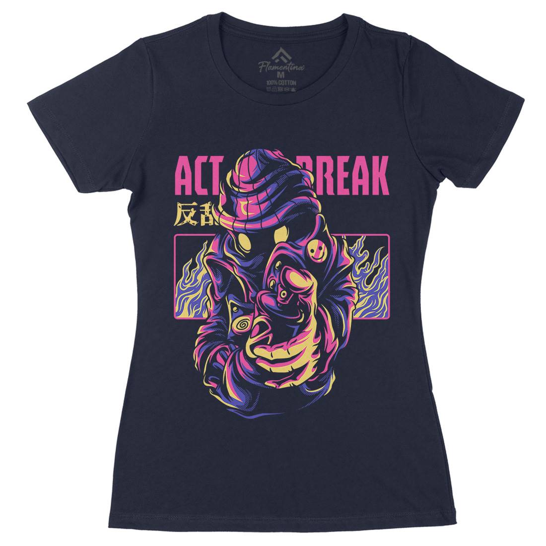 Act Break Womens Organic Crew Neck T-Shirt Graffiti D700
