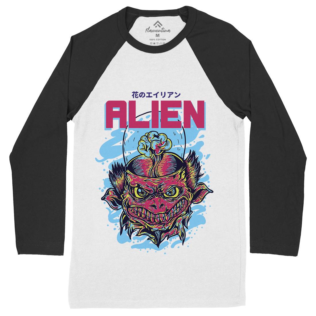 Alien Invaders Mens Long Sleeve Baseball T-Shirt Space D702