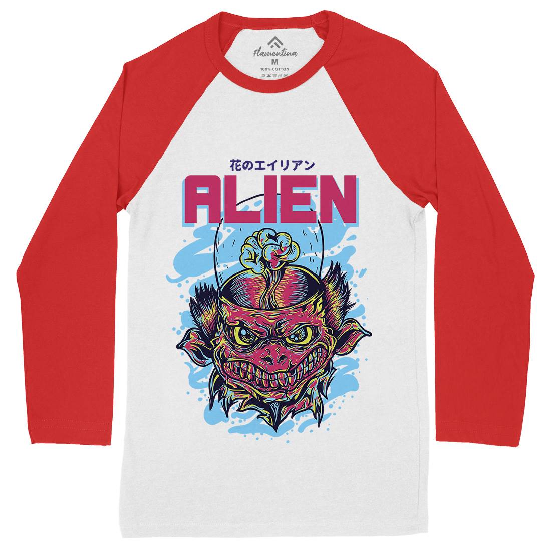 Alien Invaders Mens Long Sleeve Baseball T-Shirt Space D702