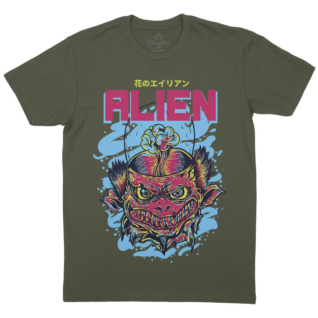 Alien Invaders Mens Organic Crew Neck T-Shirt Space D702