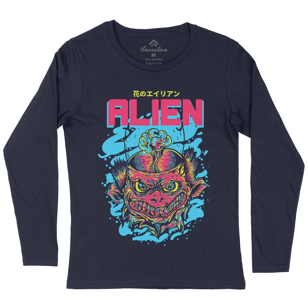 Alien Invaders Womens Long Sleeve T-Shirt Space D702