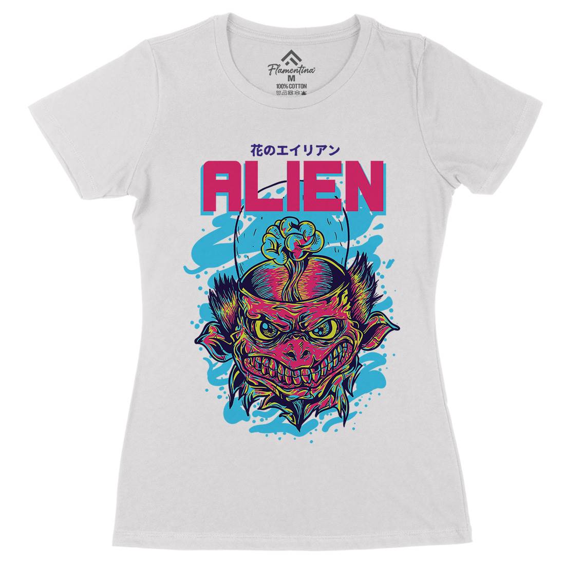 Alien Invaders Womens Organic Crew Neck T-Shirt Space D702