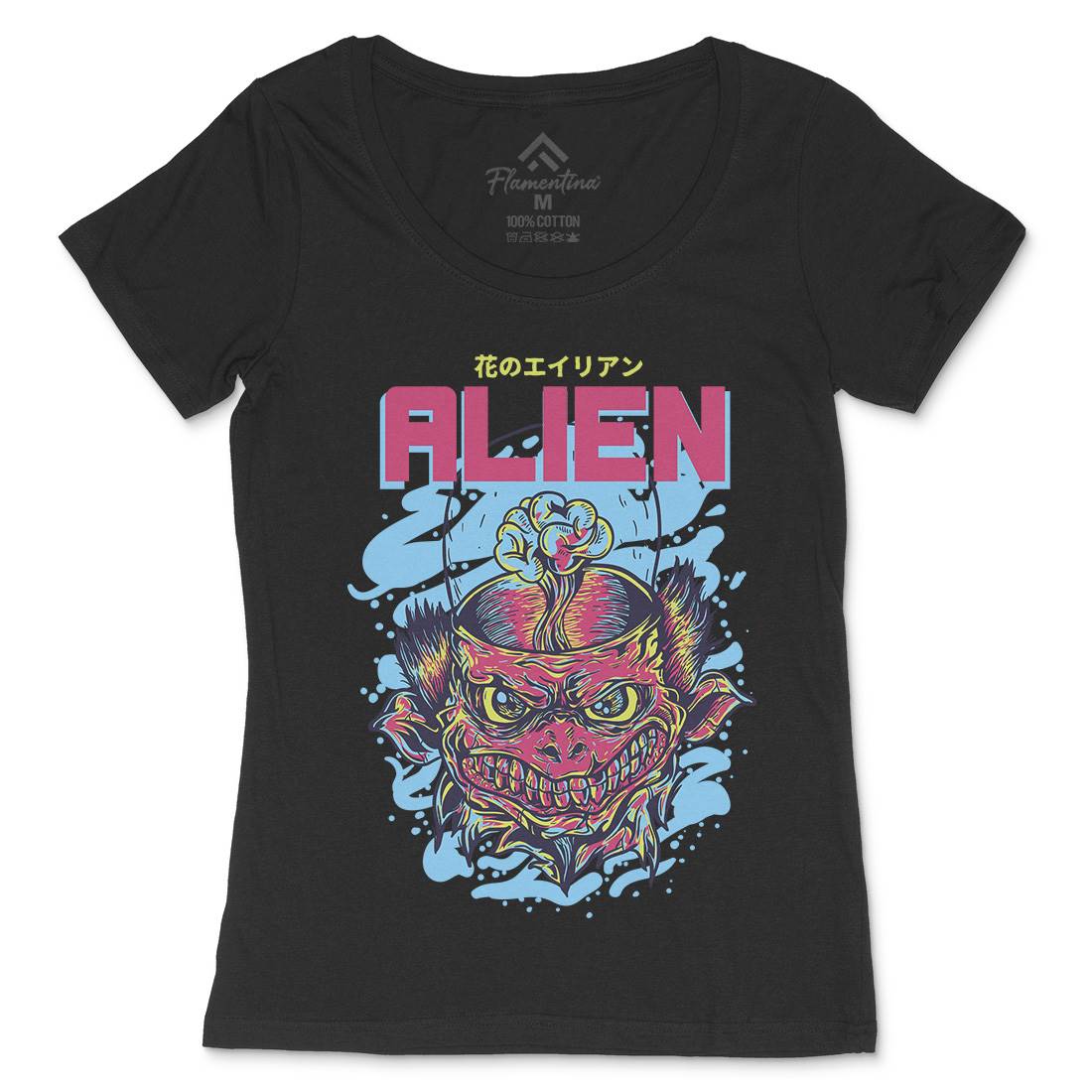 Alien Invaders Womens Scoop Neck T-Shirt Space D702