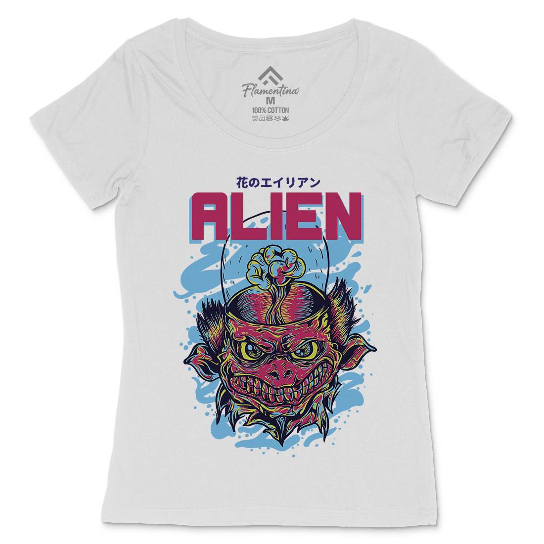 Alien Invaders Womens Scoop Neck T-Shirt Space D702