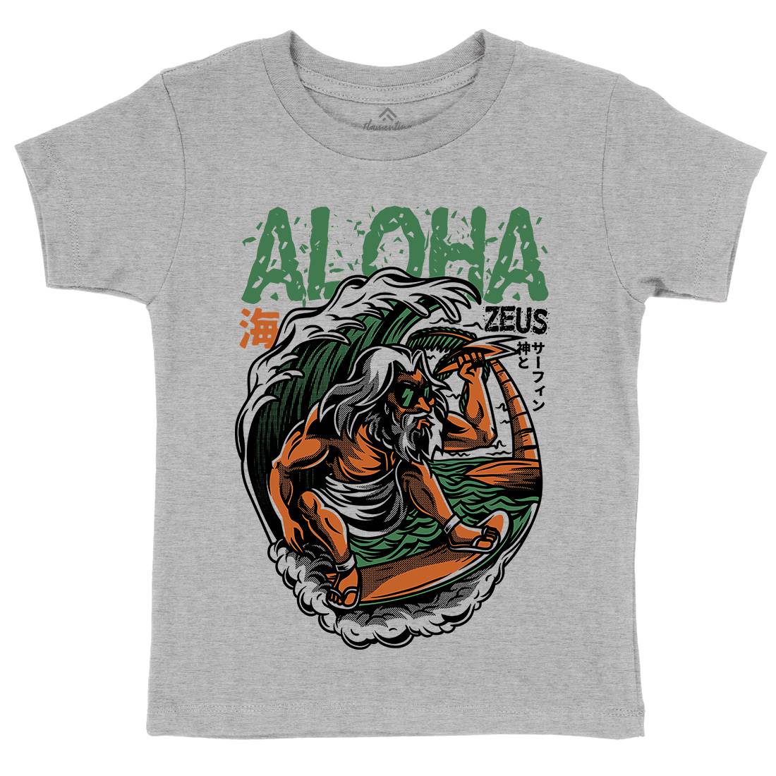 Aloha Zeus Kids Organic Crew Neck T-Shirt Surf D703