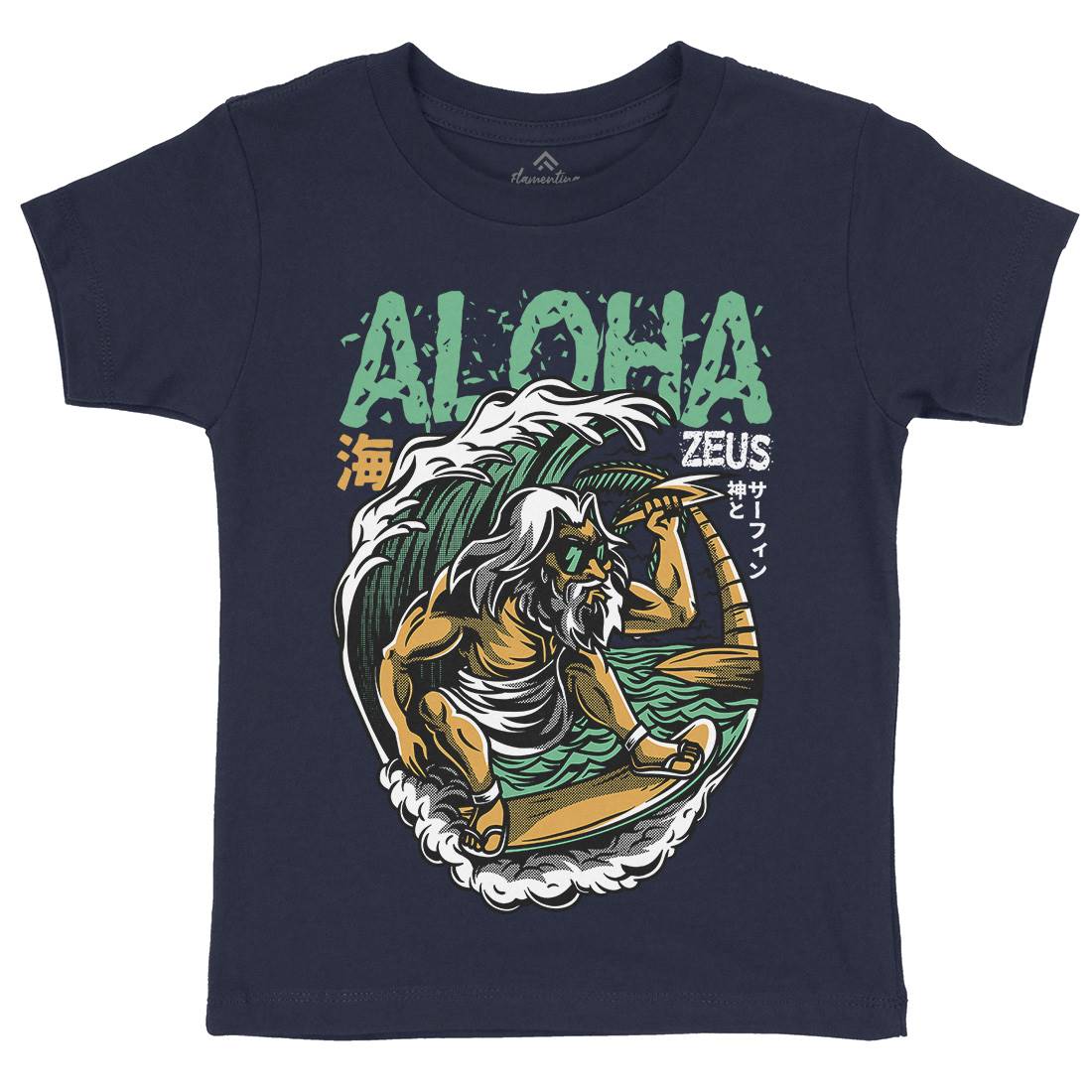 Aloha Zeus Kids Organic Crew Neck T-Shirt Surf D703
