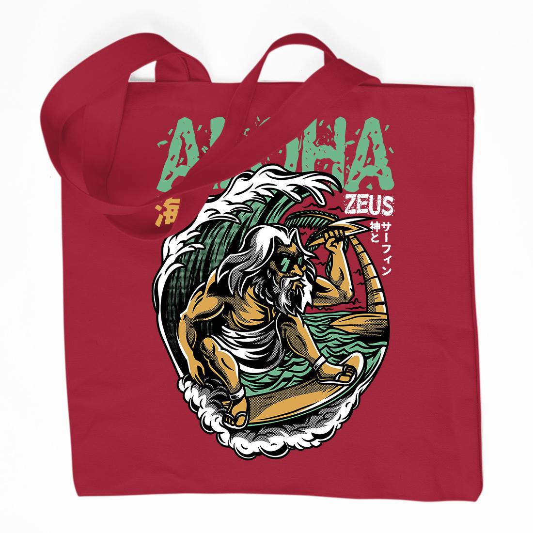 Aloha Zeus Organic Premium Cotton Tote Bag Surf D703