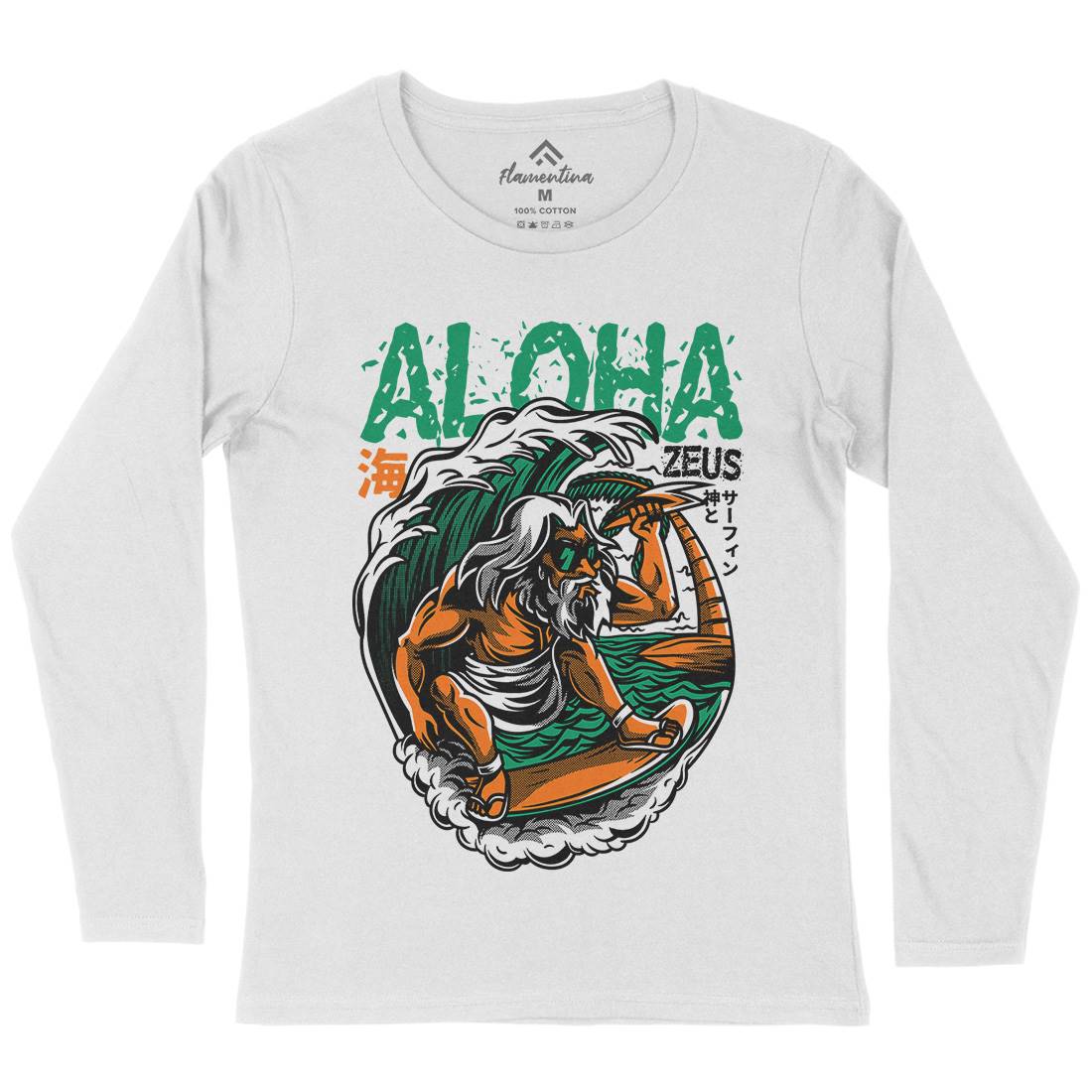 Aloha Zeus Womens Long Sleeve T-Shirt Surf D703