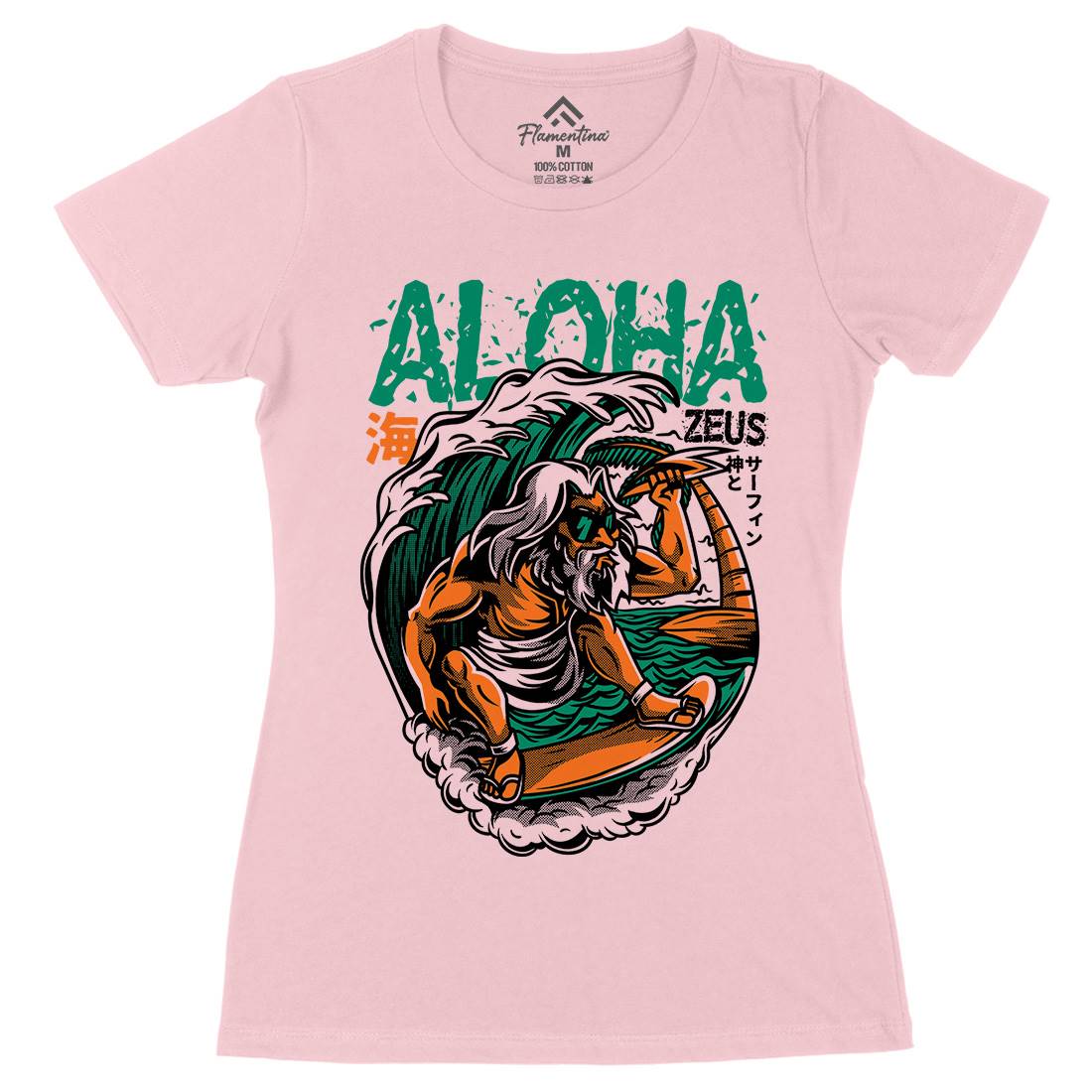 Aloha Zeus Womens Organic Crew Neck T-Shirt Surf D703