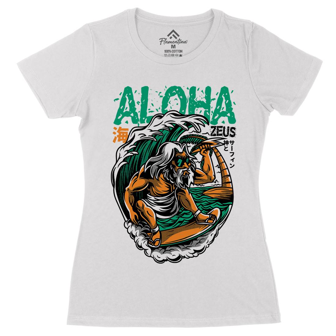 Aloha Zeus Womens Organic Crew Neck T-Shirt Surf D703