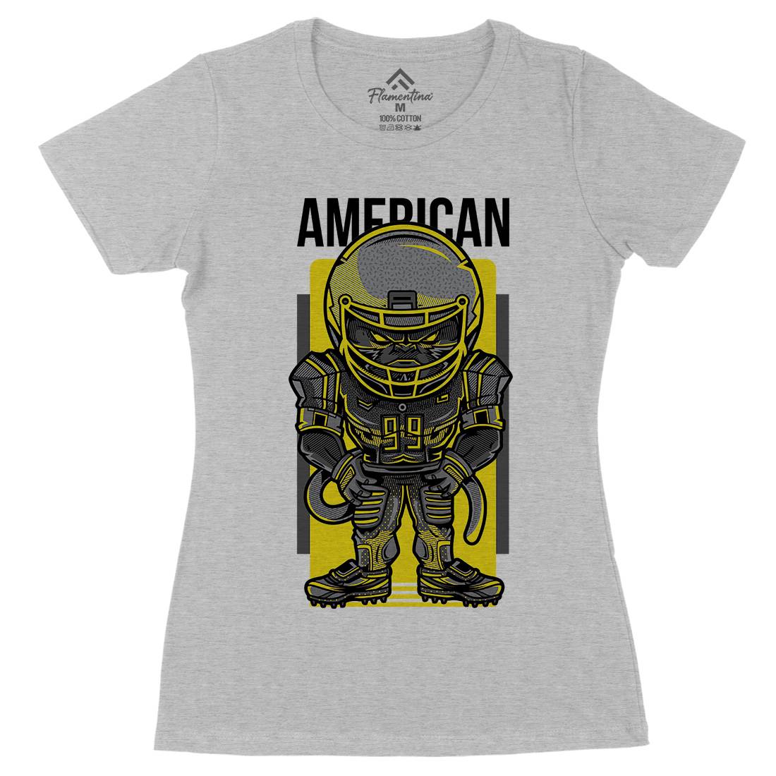 American Football Womens Organic Crew Neck T-Shirt Sport D704