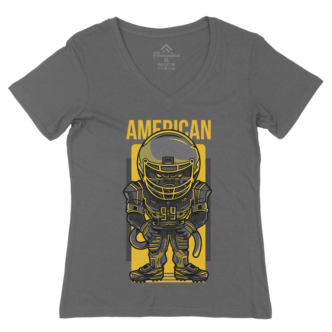 American Football Womens Organic V-Neck T-Shirt Sport D704