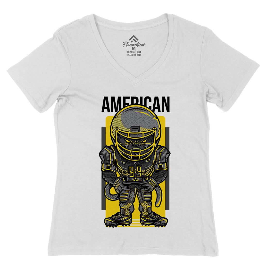 American Football Womens Organic V-Neck T-Shirt Sport D704