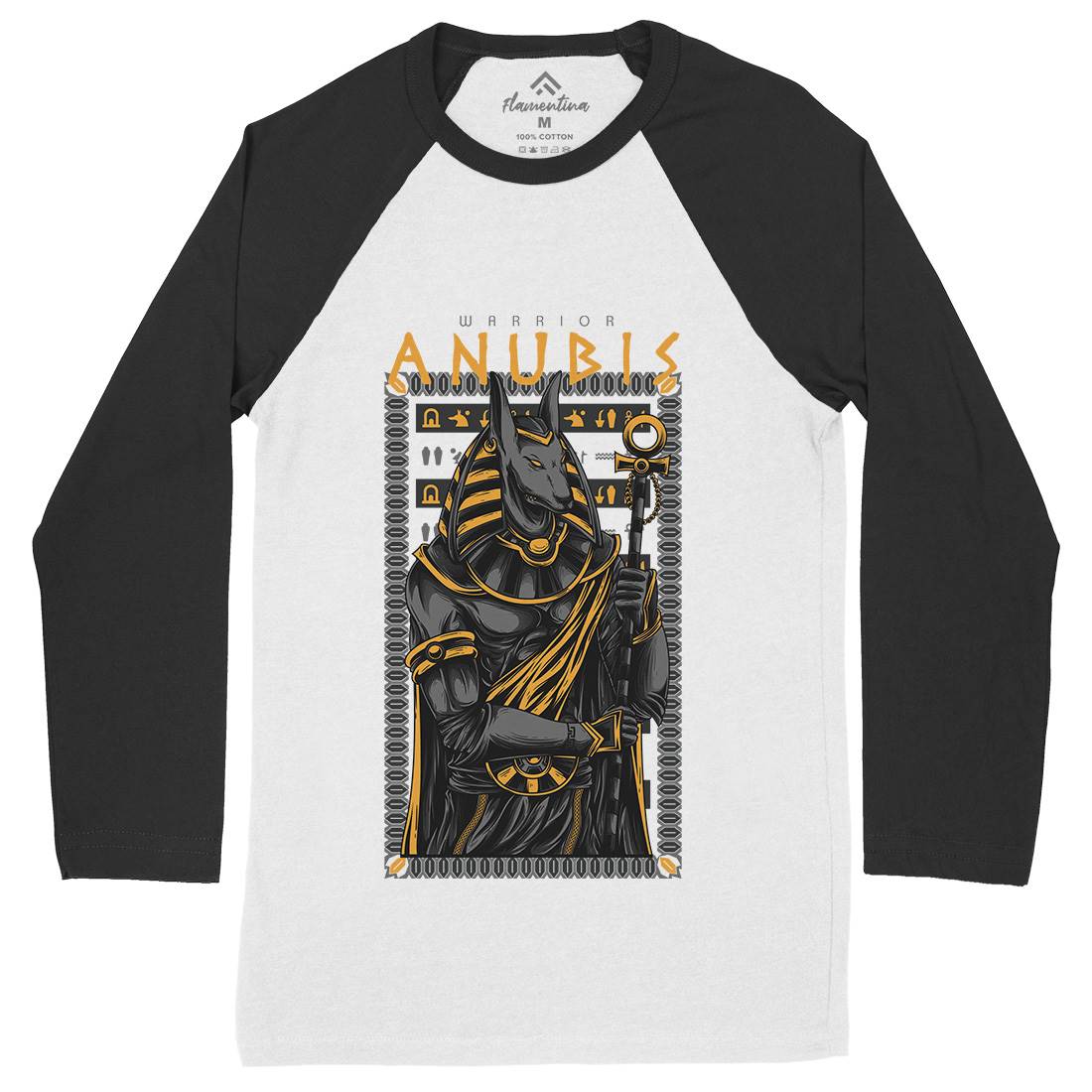 Anubis God Mens Long Sleeve Baseball T-Shirt Warriors D706