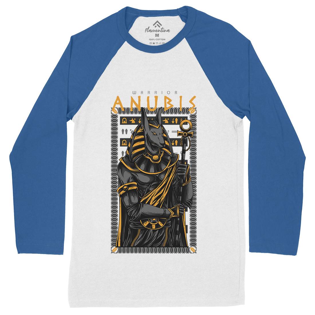 Anubis God Mens Long Sleeve Baseball T-Shirt Warriors D706
