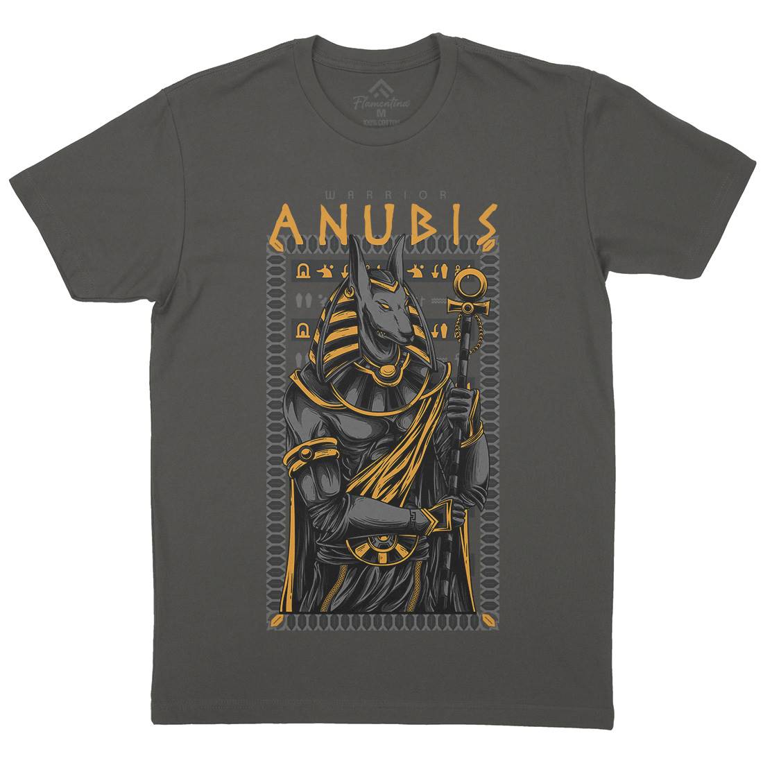 Anubis God Mens Organic Crew Neck T-Shirt Warriors D706