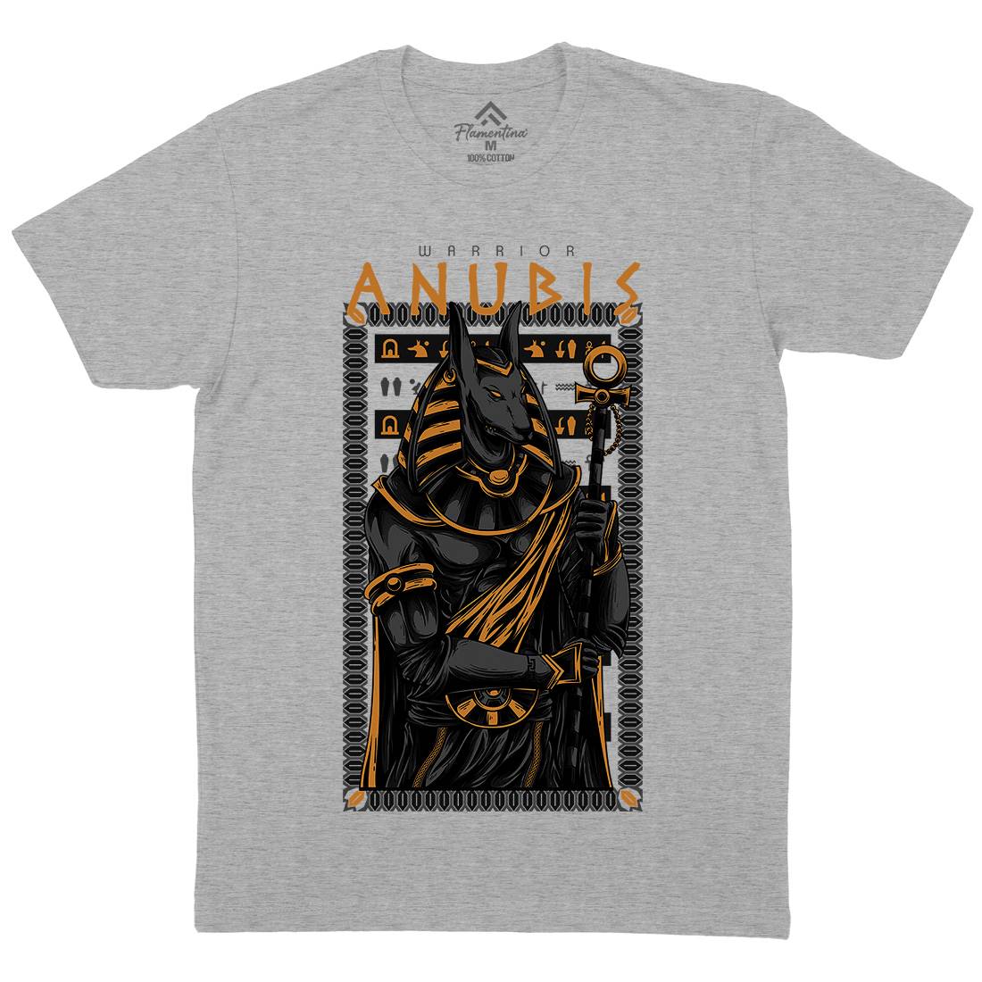 Anubis God Mens Organic Crew Neck T-Shirt Warriors D706