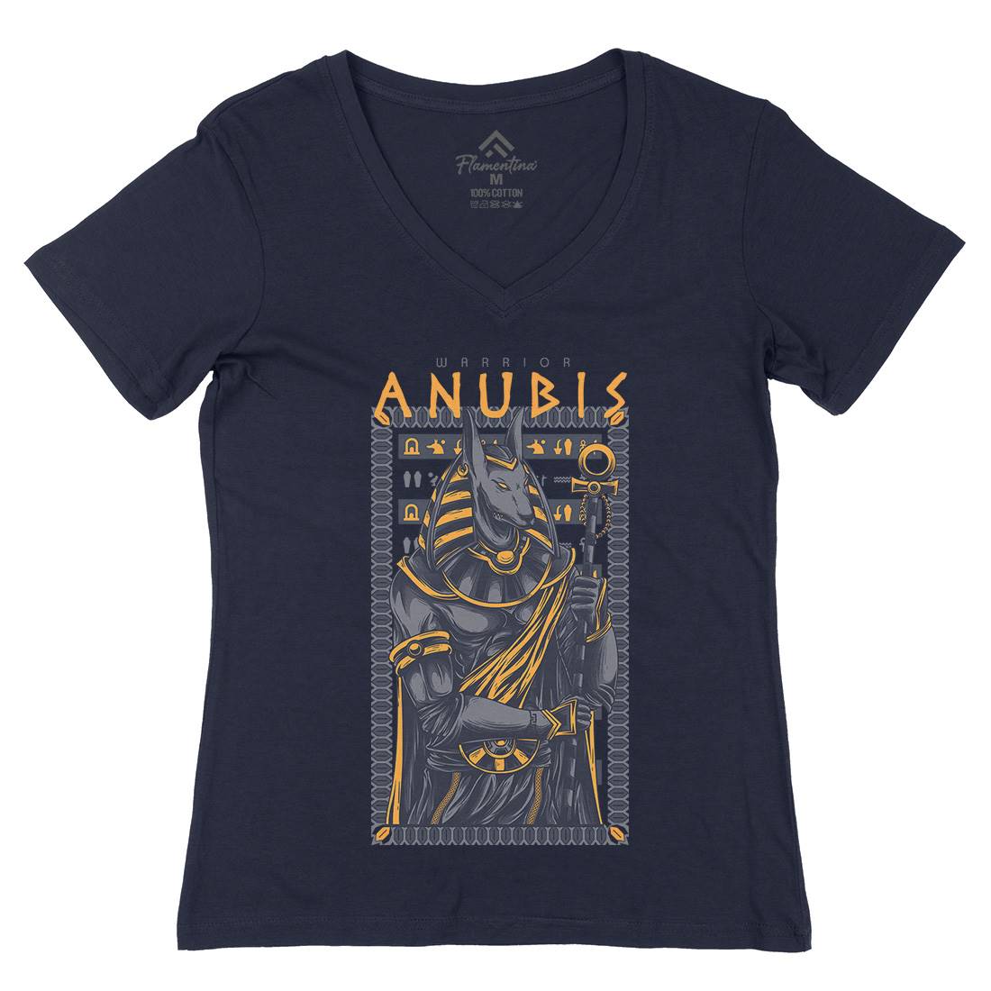 Anubis God Womens Organic V-Neck T-Shirt Warriors D706
